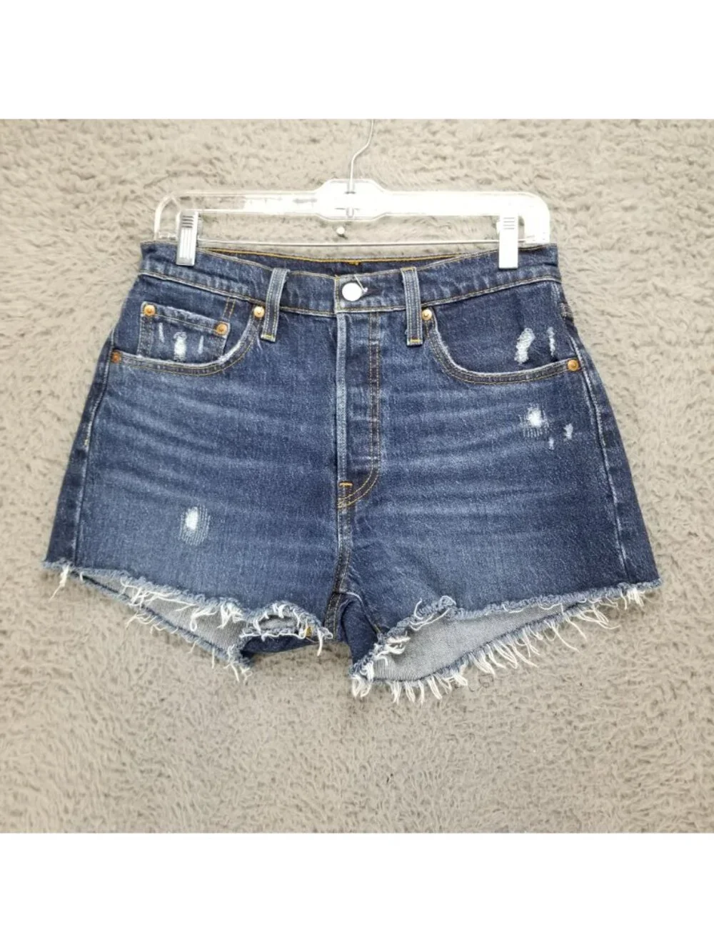 Levis Shorts Womens 28 Blue 501 Premium Stretch Denim Button Fly Jorts *Read*
